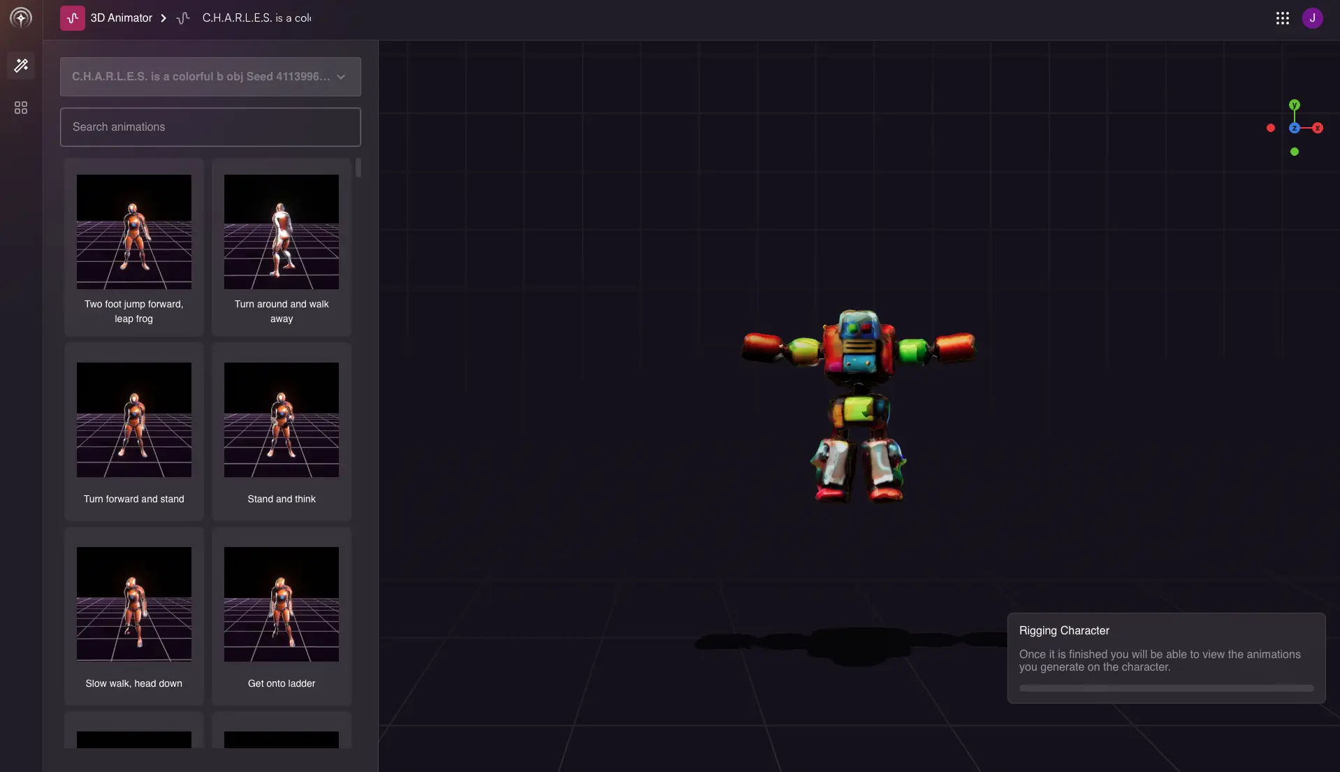 3D Animator AI auto-rigging process