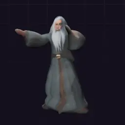 Animated wizard 3D mesh