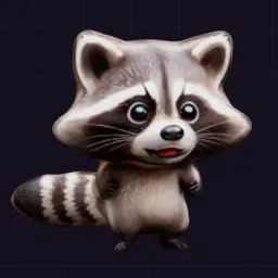 Cute cartoon raccoon 3D mesh